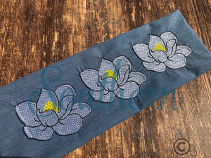 Magnolia Sketch Fill Trio Outline Embroidery Design