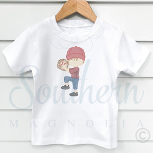 Baseball Player Sketch Fill Embroidery Design