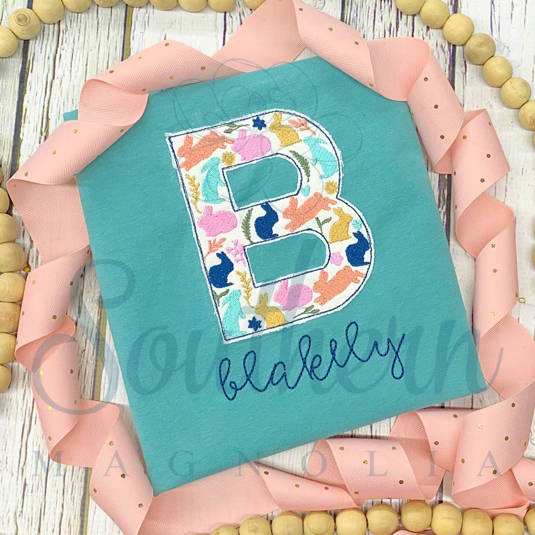 B Easter Floral Alphabet Embroidery Design