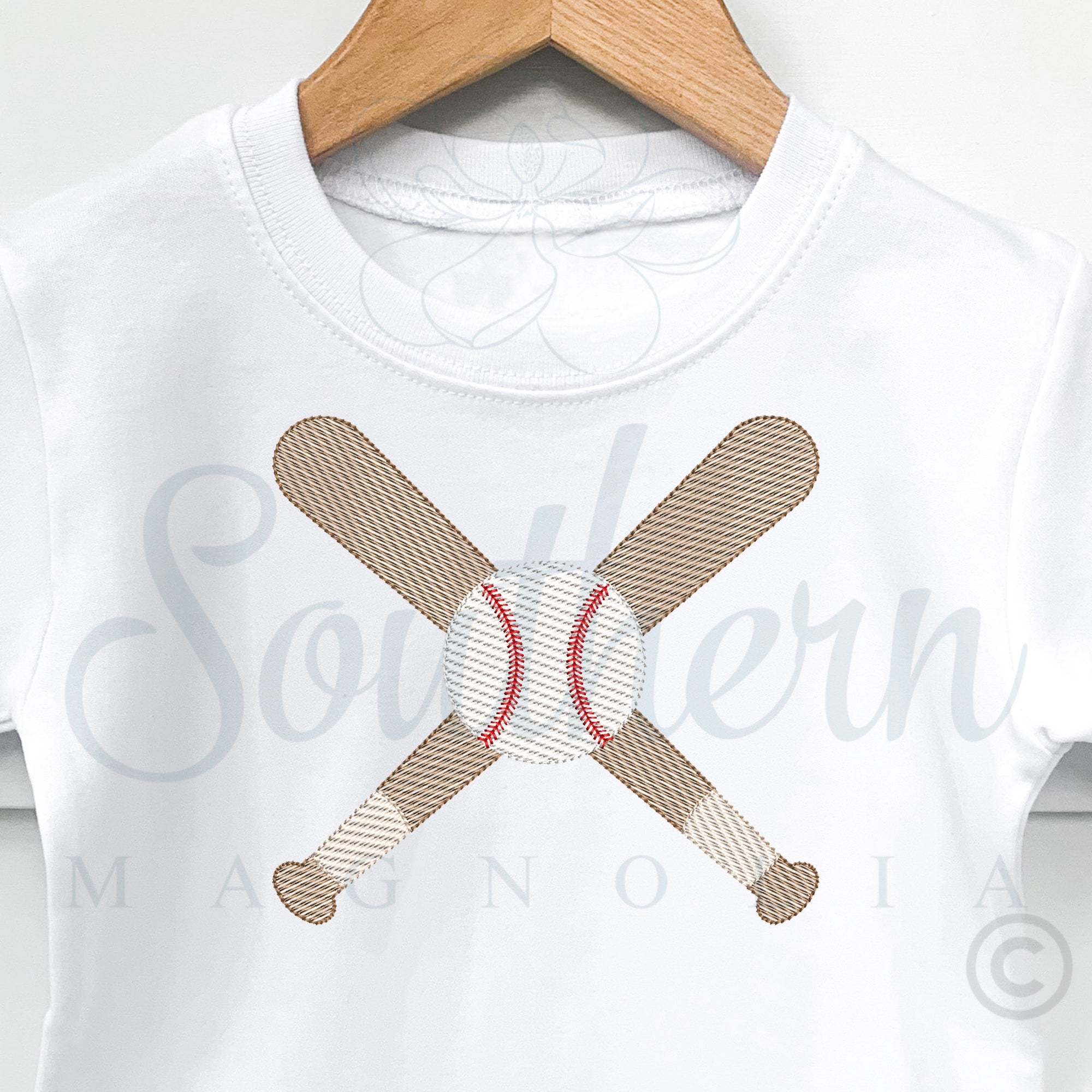 Cross Bats and Ball Sketch Fill Embroidery Design