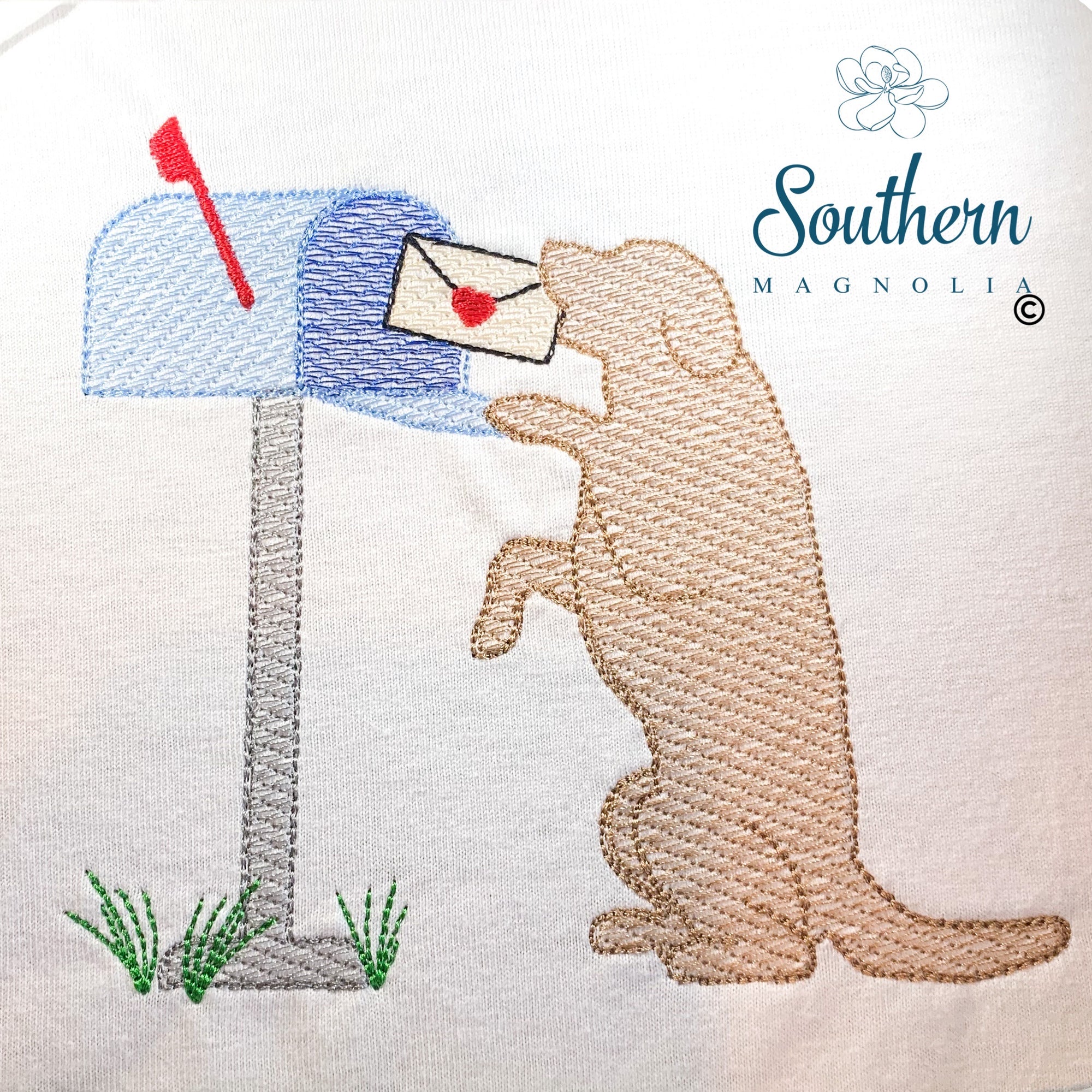 Dog Mailing Valentine Sketch Fill Embroidery Design