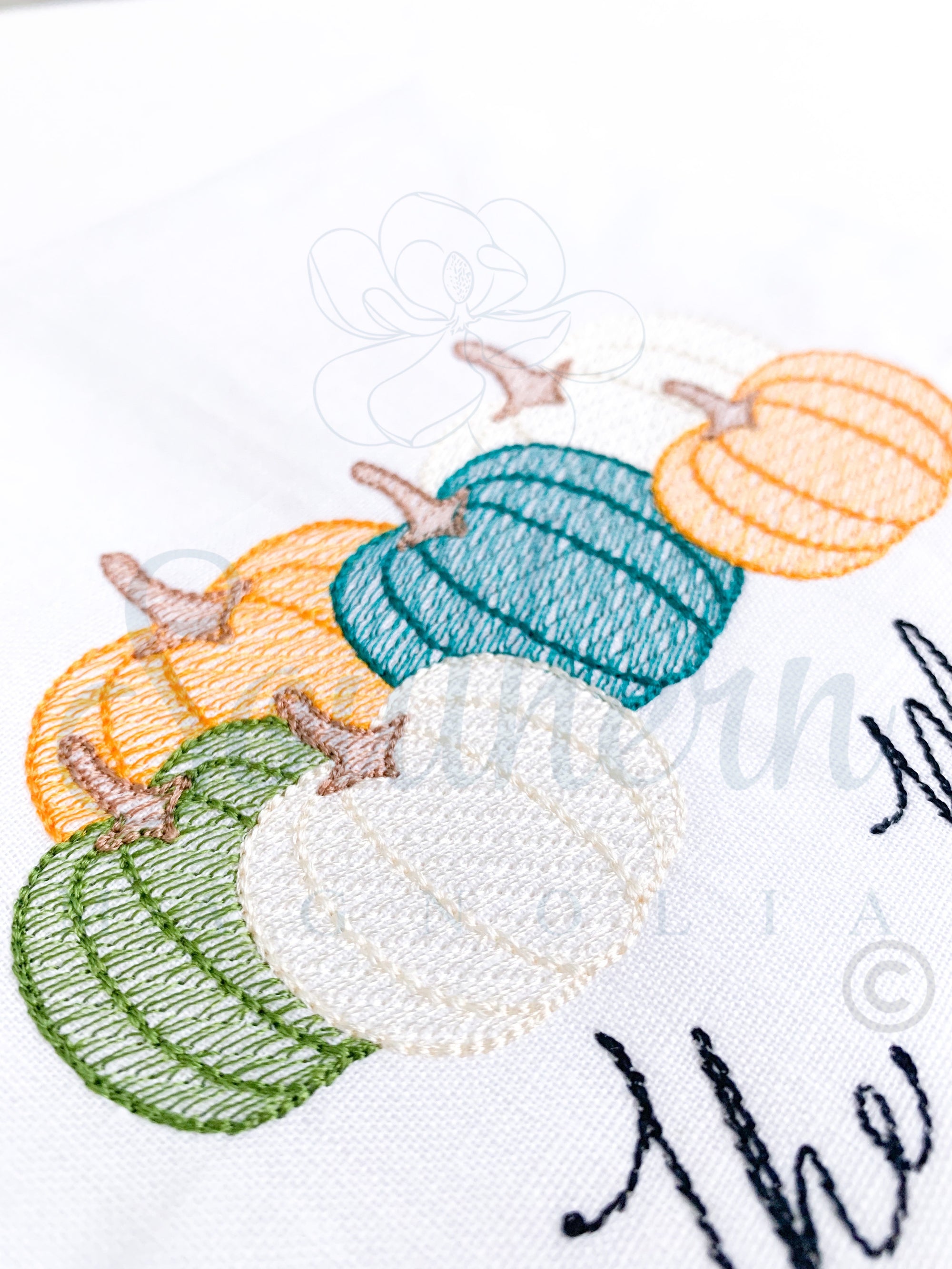 Pumpkin Patch Sketch Fill Embroidery Design