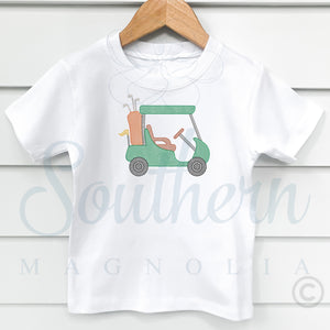 Golf Cart with Clubs Sketch Fill Embroidery Design